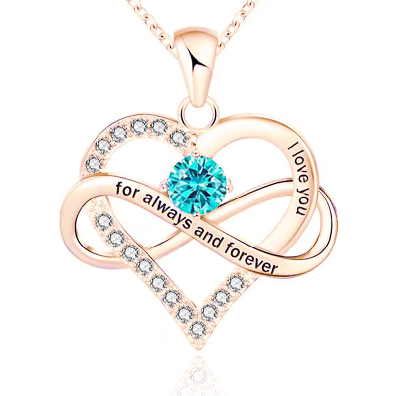 Cross-border new necklace for women, rose gold twelve birthstone pendant necklace, fashion personalized jewelry wholesale