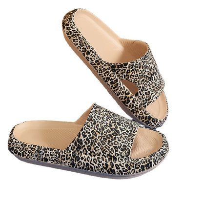 4CM cross-border stepping on feces feeling soft bottom thick bottom slippers women summer home home graffiti sandals and slippers EVA leopard print slippers men