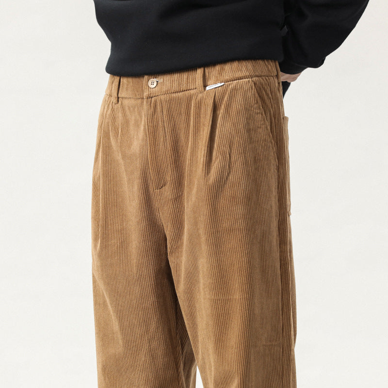 2022 autumn and winter on the new ins Japanese retro corduroy straight Harem casual pants men MEN PANTS