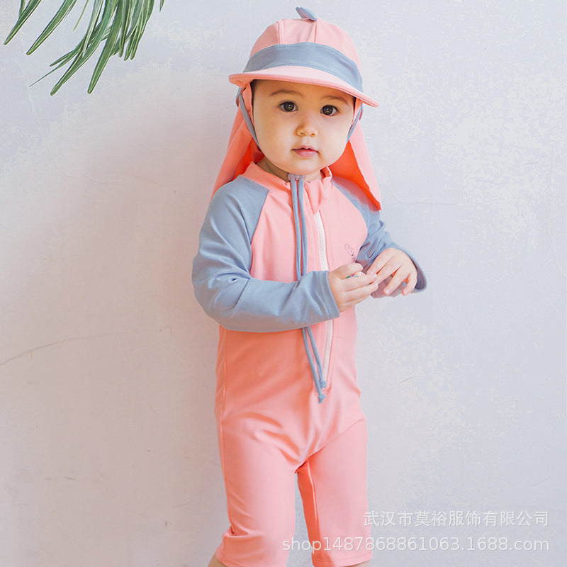 2022 Boys Baby Dinosaur Corner Surfing Suit Toddler Sunscreen Baby Swimwear Children Girls Long Sleeve Sunscreen Swimming