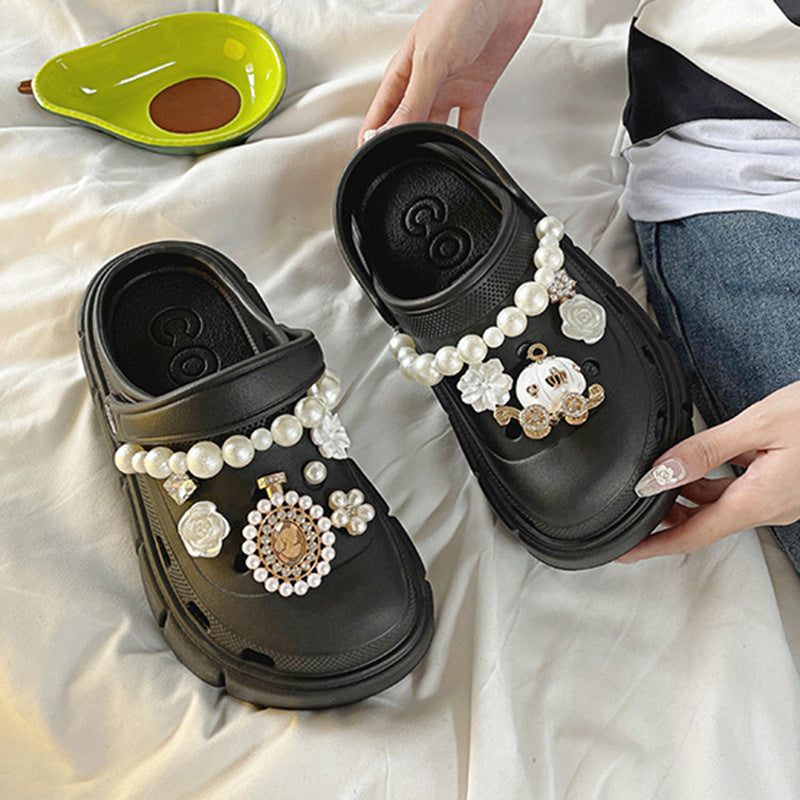 Fashion Clogs With Charms Shoes Outdoor Women Slippers Thick