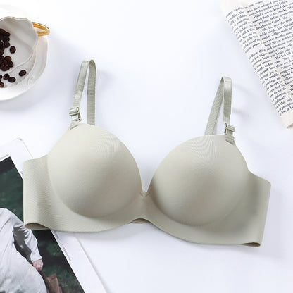 Cross-border thickened steamed bun cup without steel ring girl bra bra to collect side breasts and lift comfortable breathable underwear for women