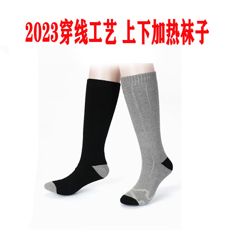 Cross-border new rechargeable heated socks with adjustable temperature for men and women socks to warm feet, resist cold and keep warm, factory direct sales in stock