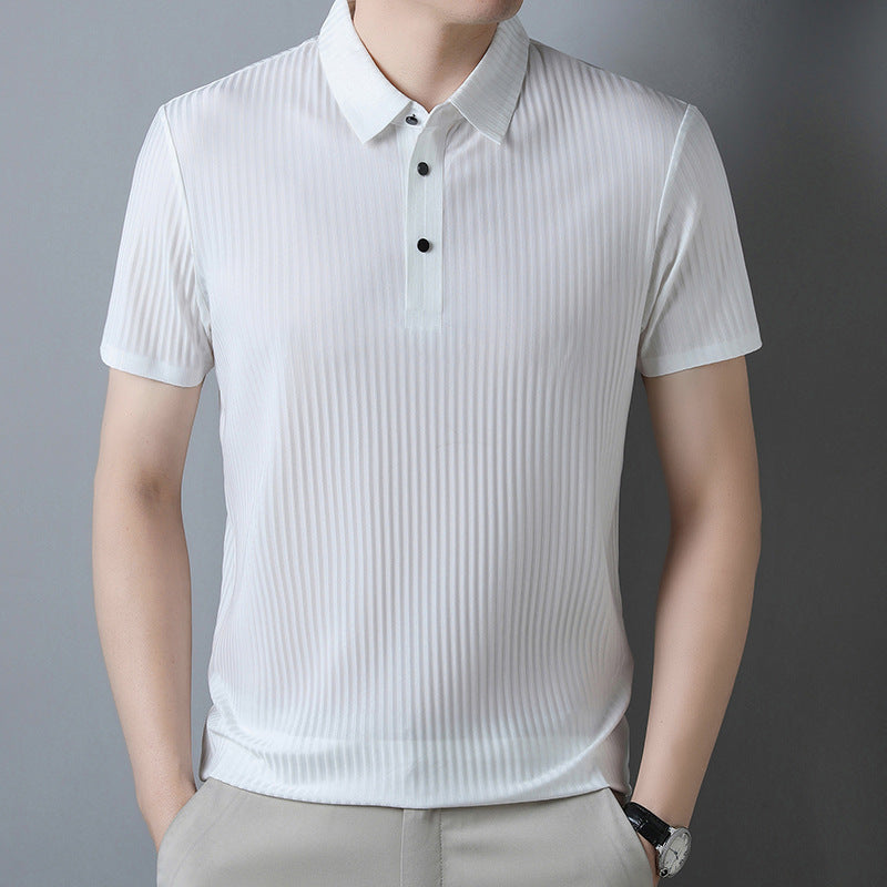 POLO shirt men's 2023 summer new high quality lapel T-shirt light business casual short-sleeved men and women work clothes ice silk