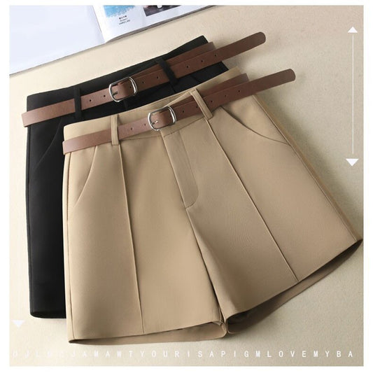 Fashion Suit Shorts Women 2023 Summer New High Waist Slimming All-Matching Slimming and Straight Casual Pants Women with Belt