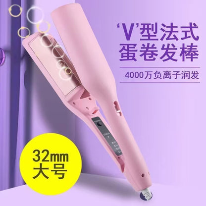 French deep V egg roll stick egg roll water ripple big wave big curl artifact 32MM curling iron wool curling splint for women