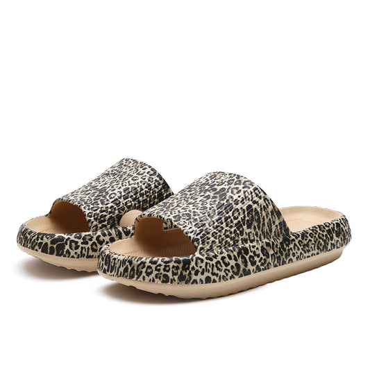 4CM cross-border stepping on feces feeling soft bottom thick bottom slippers women summer home home graffiti sandals and slippers EVA leopard print slippers men