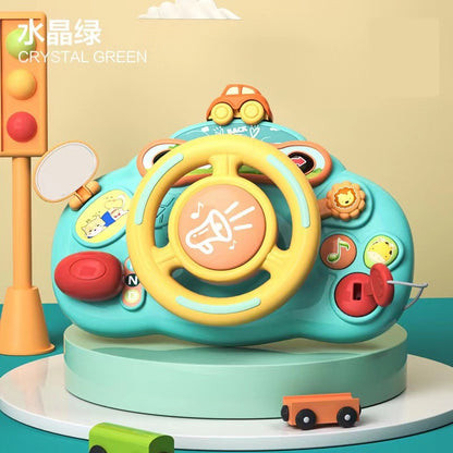 Children's steering wheel cartoon simulation co-pilot early education toy baby imitation car stroller stroller walking baby