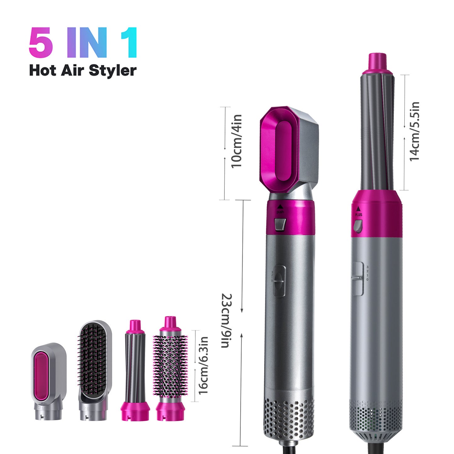 Cross-border new five-in-one hot air comb automatic curling stick curly straight dual-purpose hair styling comb electric hair dryer