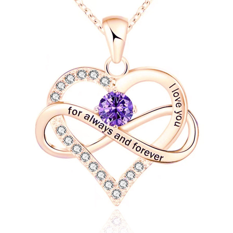 Cross-border new necklace for women, rose gold twelve birthstone pendant necklace, fashion personalized jewelry wholesale