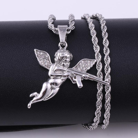 Angel necklace pendant men and women hip hop jewelry