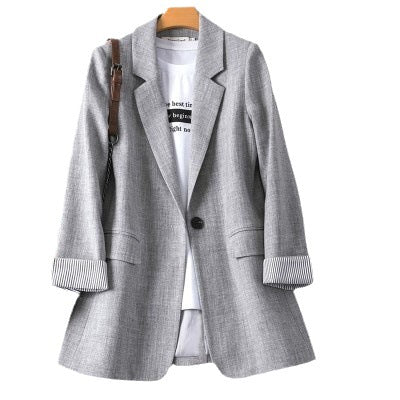 Chic Suit Jacket for Women Spring and Autumn 2023 New Korean Style One Button Casual Internet Popular Slim-Fitting Small Tailored Suit Top Fashion