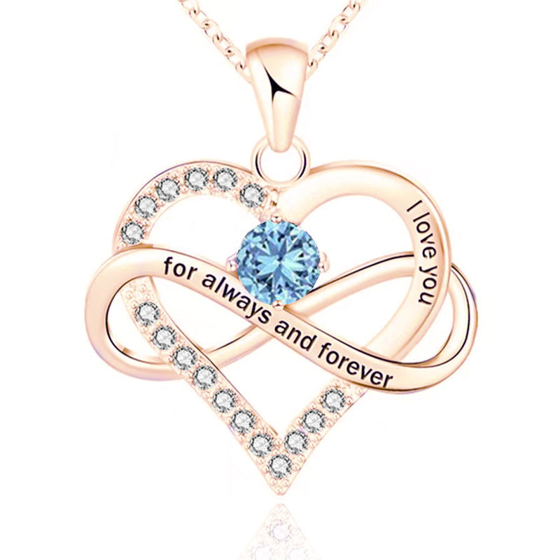 Cross-border new necklace for women, rose gold twelve birthstone pendant necklace, fashion personalized jewelry wholesale