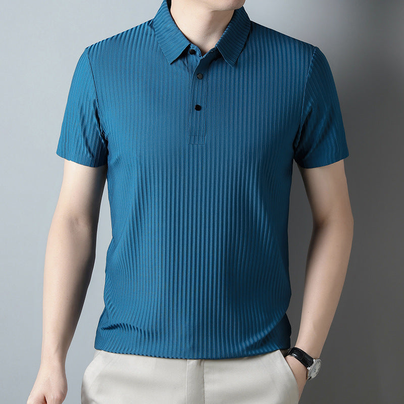 POLO shirt men's 2023 summer new high quality lapel T-shirt light business casual short-sleeved men and women work clothes ice silk