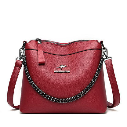 Large Capacity Women's Bag Wholesale Middle-aged Women's Bag 2023 New Crossbody Fashion Versatile Soft Leather Single Shoulder Crossbody Mom Bag