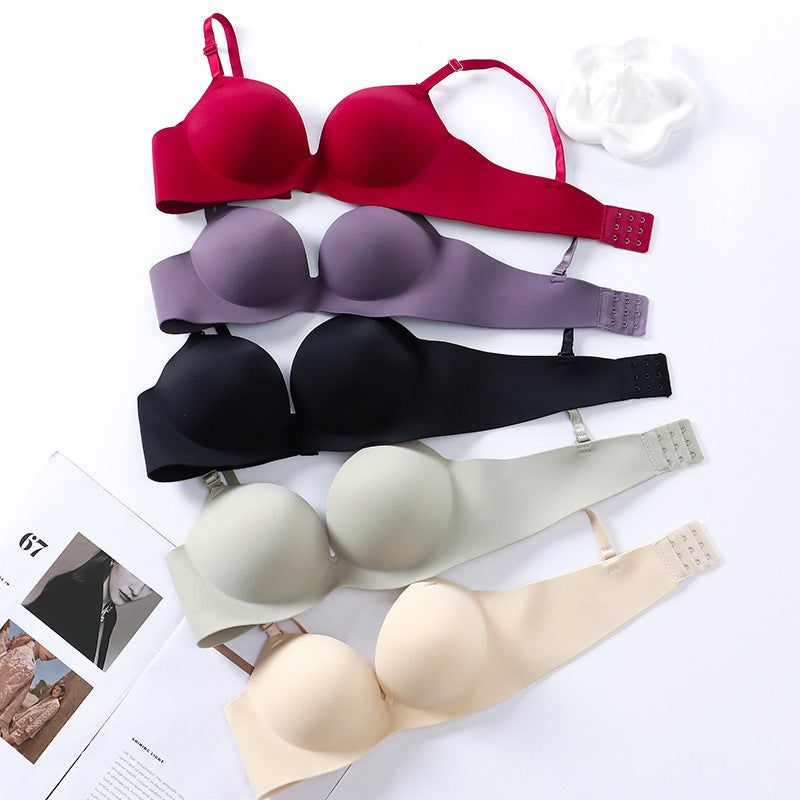 Cross-border thickened steamed bun cup without steel ring girl bra bra to collect side breasts and lift comfortable breathable underwear for women