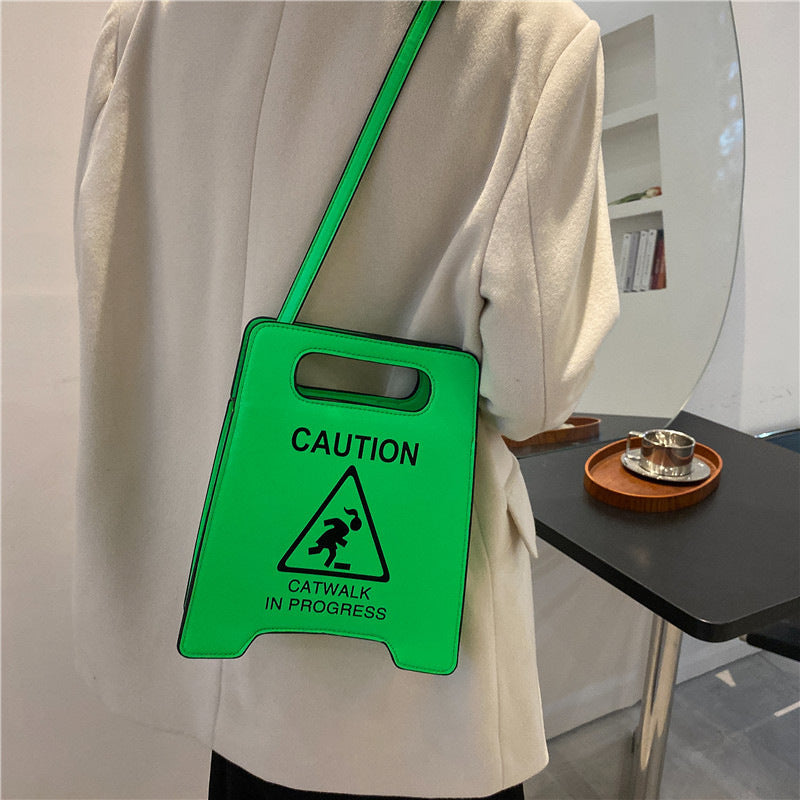 Foreign trade new European and American fashion creative spoof personalized parking sign prohibiting driving fashion show women's trendy pu crossbody bag