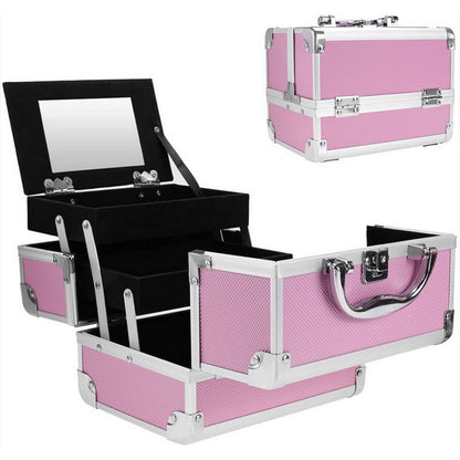 Portable Aluminum Alloy Cosmetic Storage Box Beauty Salon Tattoo Embroidery Toolbox Manicure Makeup Artist Portable Makeup Case