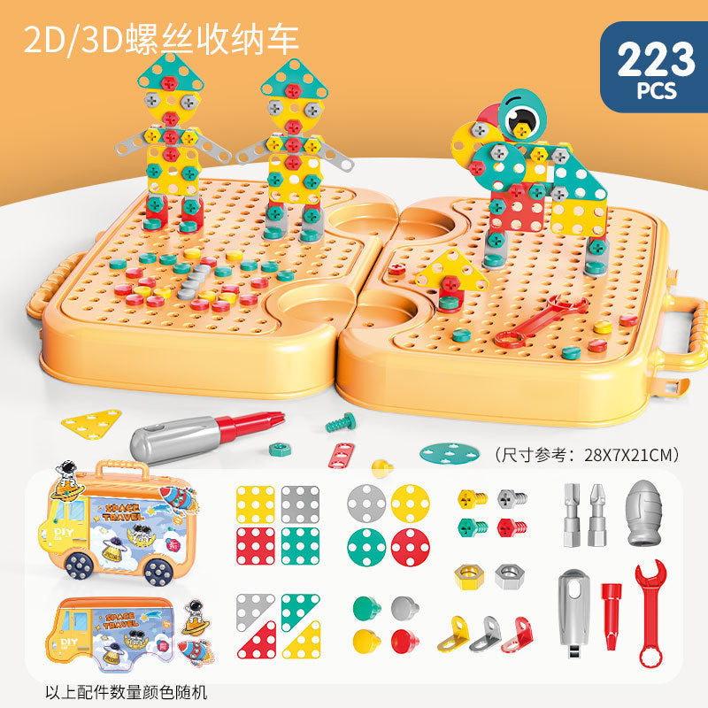 Children's pretend screw tightening educational toys simulation electric screwdriver assembly repair tool box baby toys