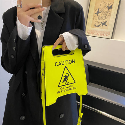 Foreign trade new European and American fashion creative spoof personalized parking sign prohibiting driving fashion show women's trendy pu crossbody bag