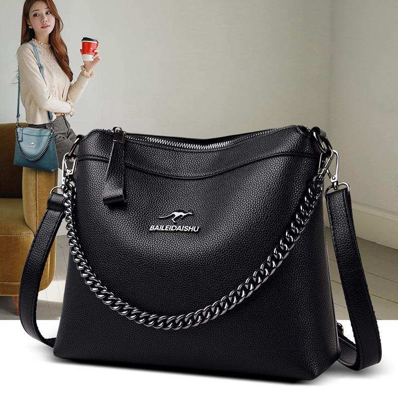 Large Capacity Women's Bag Wholesale Middle-aged Women's Bag 2023 New Crossbody Fashion Versatile Soft Leather Single Shoulder Crossbody Mom Bag